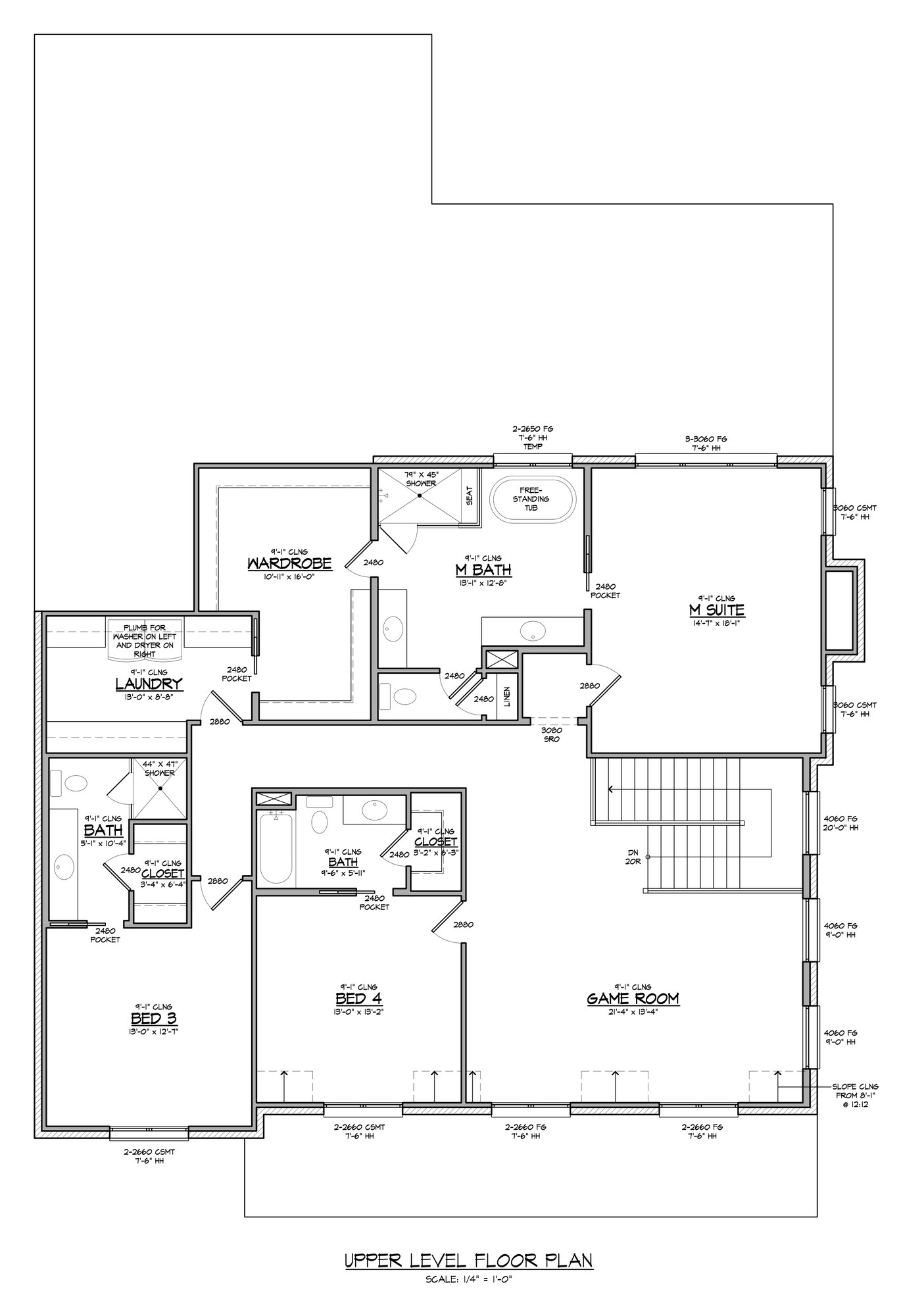 Upper level floor plan